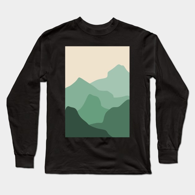 Minimalistic Abstract Snow Mountains Long Sleeve T-Shirt by Yuva Priyadharshini